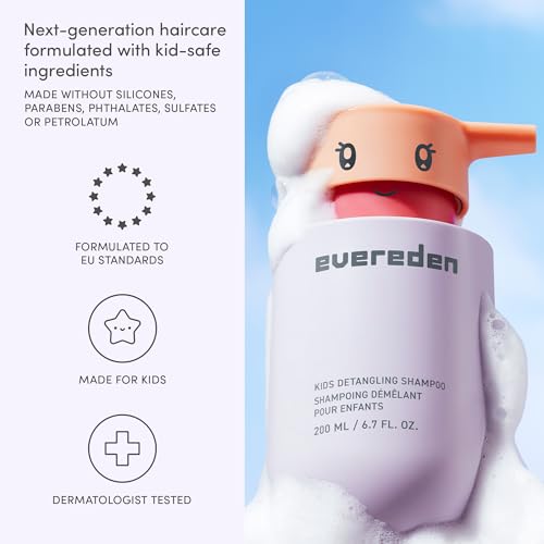 Image of Evereden Kids Shampoo | Detangling Shampoo for Girls with Curly or Straight Hair | Clean, Non-Toxic, and Gentle Haircare | Sulfate-Free, Hypoallergenic, Safe for Daily Use | 6.7 fl oz (Pack of 2)
