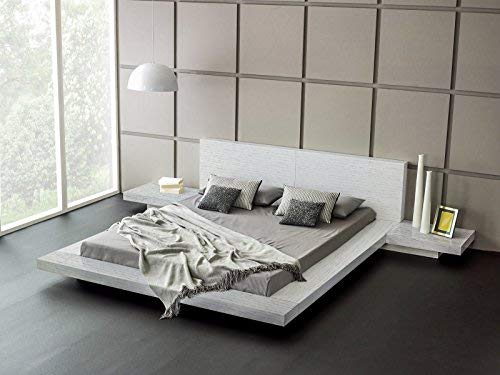 Matisse Fujian Platform Bed 2 Night Stands King (Ash White) #TOP6