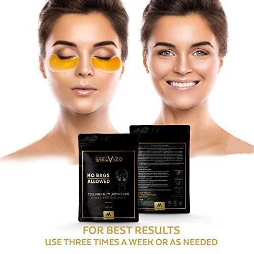 24K Gold Under Eye Mask for Dark Circles & Puffy Eyes. Hyaluronic Acid, Plant Collagen, Soy Protein, Grapefruit Extract For Anti-Aging, Eye Bags, Puffiness, Anti Wrinkle.Under Eye Patches. 10 Pairs