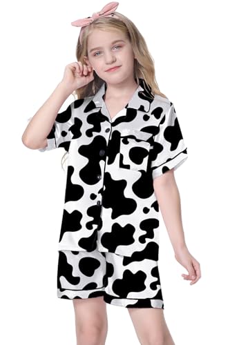 Girls & Womens Satin Pajamas Set, Silk Button-Down Sleepwear 2 Piece Nightwear, 3 Years - Women XXL2