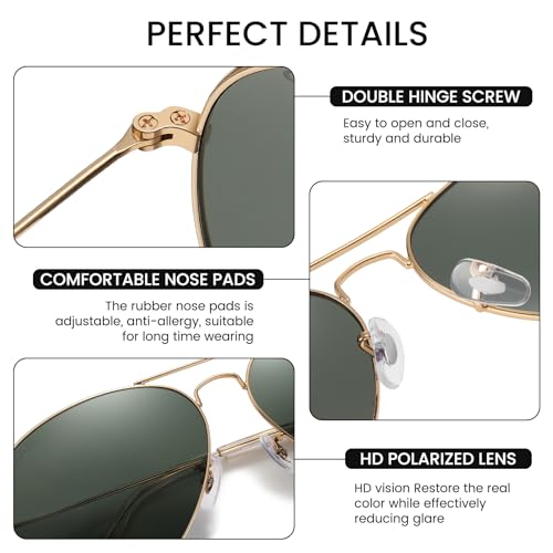 Image of DUCO Classic Aviator Sunglasses for Men Women Retro Polarized Sun Glasses UV400 Protection Driving Fishing 3025