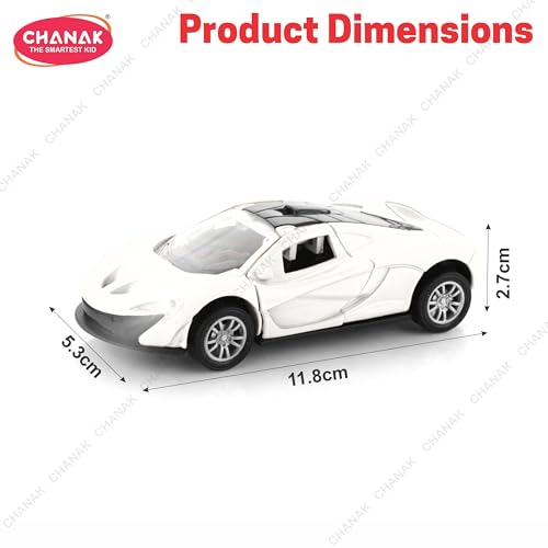 Image of Chanak Die Cast Car for Kids Alloy Metal Pull Back Car Toy Car Toy Vehicle with Openable Doors & LED Lights Cars for Kids Collectible Toy Vehicle Gift for Kids Boys Girls BIS Approved (White)