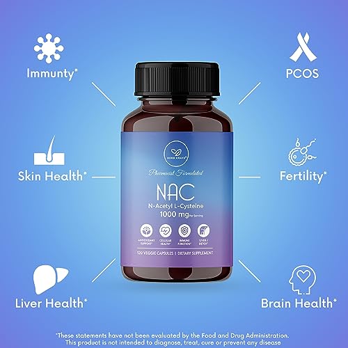Herb Krave NAC Supplement N-Acetyl Cysteine 1000 mg, Amino Acid, Natural Antioxidant, Support for Liver, Lung, Immune System, Fertility | 120 N-Acetyl-L-Cysteine Capsule - Image 7