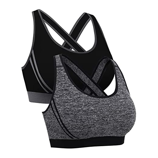 Litherday Sujetador Deportivo Mujer Sujetador de Alto Impacto Sujetador Push up Almohadilla Desmontable Bra Deportivo Sin Costura ​para Yoga Bailar Fitness, Negro*Gris, M