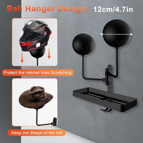 Soporte de pared para casco con gancho doble de metal resistente 3