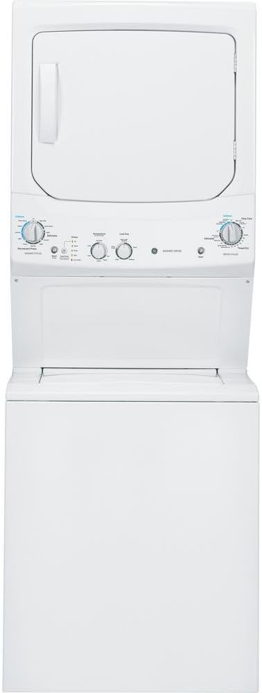 GE GUD27ESSMWW Unitized Spacemaker 3.8 Washer with Stainless Steel Basket and 5.9 Cu. Ft. Capacity Electric Dryer, White