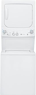GE GUD27ESSMWW Unitized Spacemaker 3.8 Washer with Stainless Steel Basket and 5.9 Cu. Ft. Capacity Electric Dryer, White