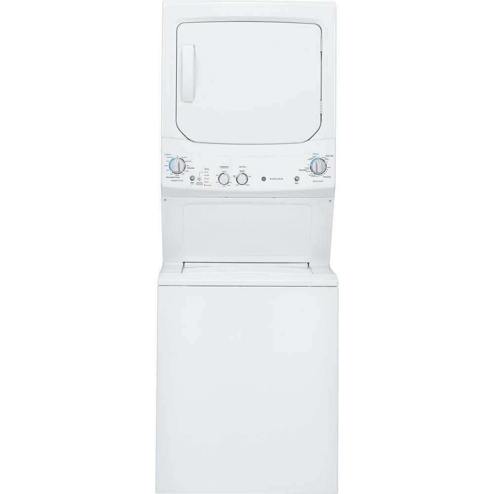 GE GUD27ESSMWW Unitized Spacemaker 3.8 Washer with Stainless Steel Basket and 5.9 Cu. Ft. Capacity Electric Dryer, White