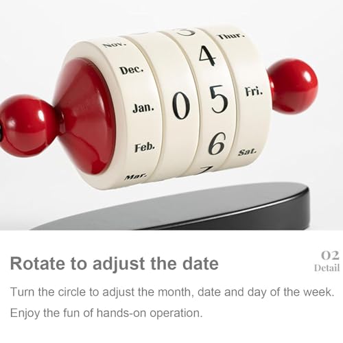 Tischkalender, drehbarer Holzkalender, Anzeige von Monat, Woche, Tag und Datum