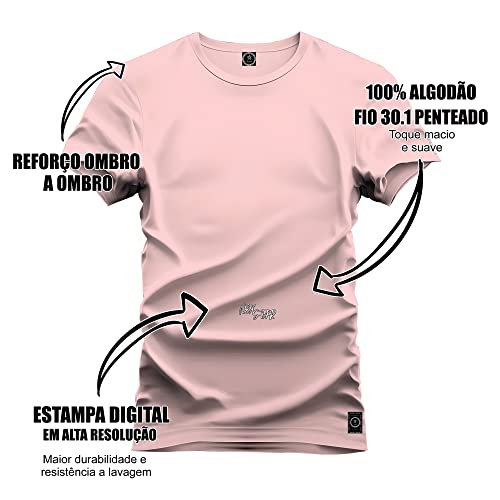 Camiseta Agodão T-Shirt Unissex Premium Macia Estampada Californ Hils Rosa P