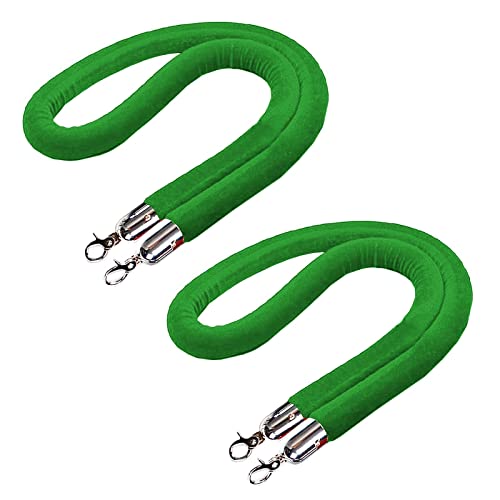 YXXSDP 2 Pack of 2 4 6 8 9 10 Ft Long Velvet Stanchion Braided Rope, New Queue Divider Crowd Control Barrier Rope, for Hotel Concerts Theater (Color : Green, Size : 0.9m/3ft/36inch)