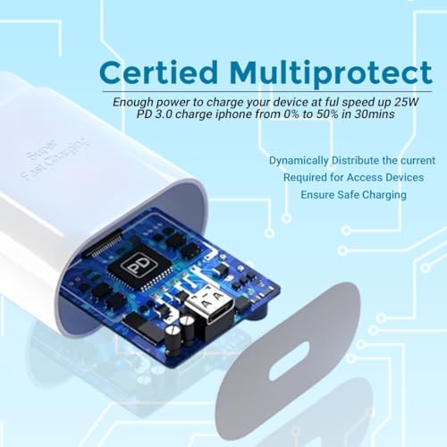 Image of MAK 25W Type C Super Fast Charger Adapter with Type-C Cable Compatible for Samsung A56, A36, F06, F05, F15, A16, M16, M06, M55s, M05, A06, A05, M35, S24 FE, White