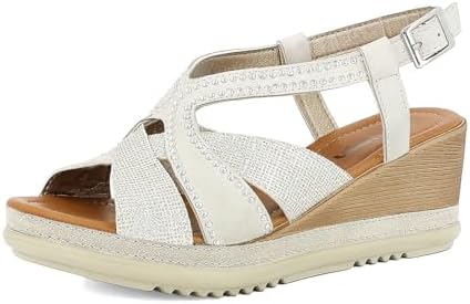 Inblu Women's Sandali Donna A Ecopelle Con Brillantini, Cinturino E