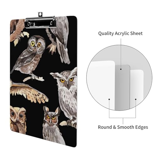 Porte-bloc A4 Hibou avec pince à profil bas et planchettes pour document