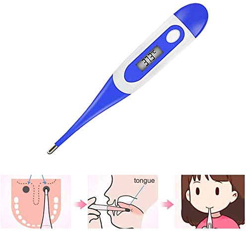 Enjoyee Termómetro Digital de Cabeza Suave Rectal y Oral Termómetro para Adultos y Bebés, Termómetro Precisión para Fiebre - Lecturas Precisas y Rápidas con Indicador de Fiebre (Naranja)