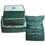 Gbateri 6 Pack Packing Cubes for Suitcases - Compression Luggage Packing Organizers with Laundry Pouch - Travel Storage Bags for Travel Accessories, Clothes, Cosmetics, Toiletries - Dark Green