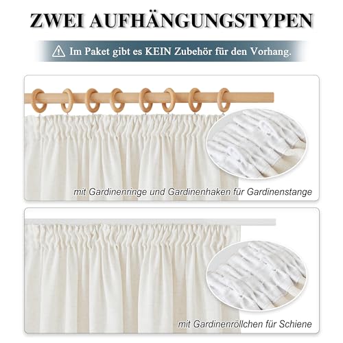 Miniatura 3 de Pony Dance Cortinas Grandes Para Salon 300x245cm Anchoxalto Cortinas De Lino Translucida Para Riel Para Habitacion Matrimonio Dormitorio Juvenil, 1 Pieza, Crema