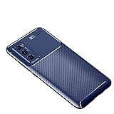 GOGME Compatible pour Étui Vivo Y70, Fibre de Carbone Texture Bumper Housse de Protection, Design Superbe, Élégante et Solide. Bleu