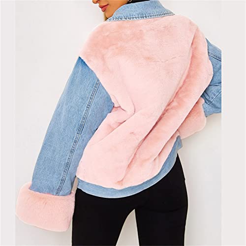 Veste en jean molletonnée à patchwork pour femmes automne hiver chaud