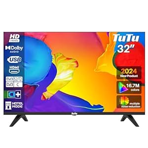 TuTu-TV-32-Pouces-80-cm-sans-Bord-LED-HD-Ready-Televiseurs-avec-Triple-Tuner-DVB-C-T2-S2-HDMI-CI-Lecteur-multimedia-USB-Mode-hotel-Dolby-Audio-TUB32HN1N-2024 tutu tv 32 pouces (80 cm) sans bord led hd ready téléviseurs avec triple tuner (dvb c / t2 / s2), hdmi, ci+, lecteur multimédia usb, mode hôtel, dolby audio (tub32hn1n, 2024)