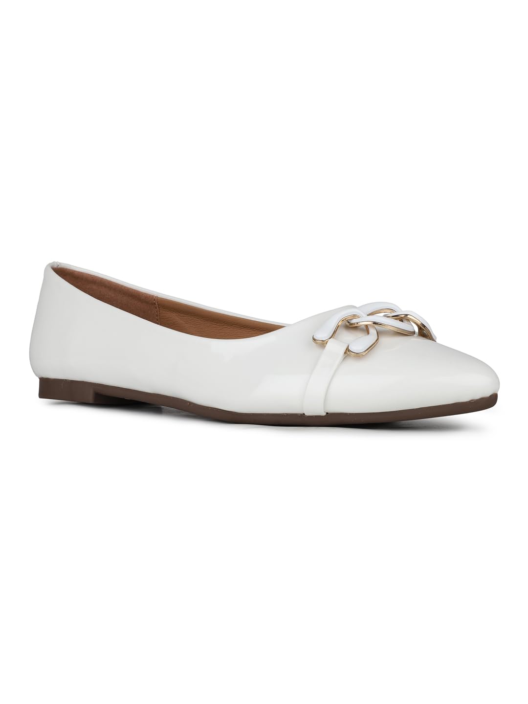 inc.5 Womens White Solid Pointed Toe Ballerinas-picture-22