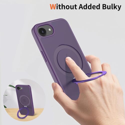 Image of Magnetic for iPhone 16E Case, 6.1 inch, Compatible with MagSafe, Rugged Kickstand, Not-Yellowing Military-Grade Protection, Matte Purple