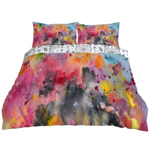 Housse de couette 200x200 cm multicolore respirante avec fermeture éclair