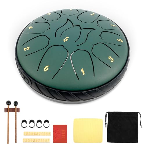 Steel Tongue Drum 11 Notas 6 Pulgadas Verde miniatura 5