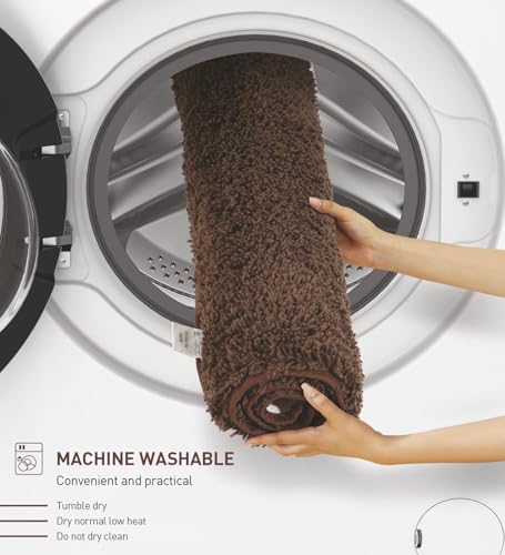 Image of Obsessions Ultra-Absorbent Quick-Dry Bath Mat | 1400 GSM Polyester | Soft, Non-Slip & Fast-Drying Bathroom Rug for Safety & Comfort | 40 x 60 cm | Chocolate