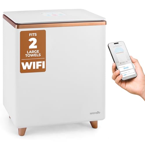 SereneLife Towel Warmer Bucket – Large Capacity WiFi Towel & Blanket Heater, Holds 2 Large Towels, PJ’s & Robes, Single-Touch Control, Auto Shut-Off (Gold) – Luxurious Winter Comfort by SereneLife - Used condition - CA$138.82