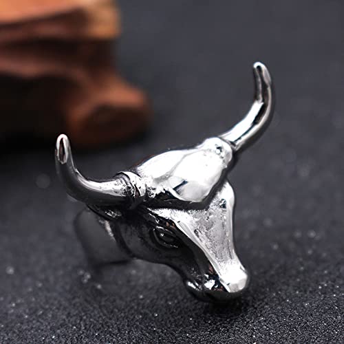 Bague acier au titane commémorative couple cadeau tête de taureau