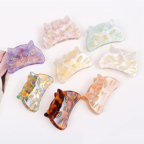 Pinzas para el cabello Cute Cat, pinzas de garra para niñas, pinzas de acetato para mujeres, S4 miniatura 5
