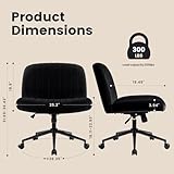 IWMH Armless Office Chair, Desk Chair with Wheels,Ergonomic Criss Cross Legged Chairs with Fabric Padded,Height Adjustable Wide Seat Computer Chairs,Mid-Back Swivel Vanitychair for Home Office Black - Image 3