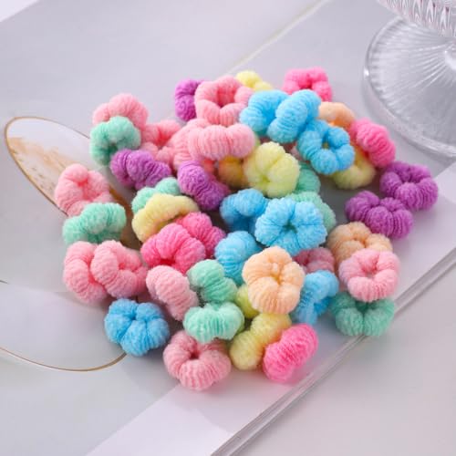 Image of 400PCS Baby Hair Ties,No Damage Cotton Elastic Hair Ties for Baby Girls | Multicolor Seamless Small Hair Ties Hair Bands Elastic Ponytail Holders Hair Accessories for Baby Girls Toddlers Kids