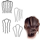 COYUN 6 pinzas de metal para el pelo, en forma de U, estilo francés, accesorios para moños para el pelo, accesorios para mujeres, ocasiones formales informales, uso diario, bodas, fiestas(6 modelos)