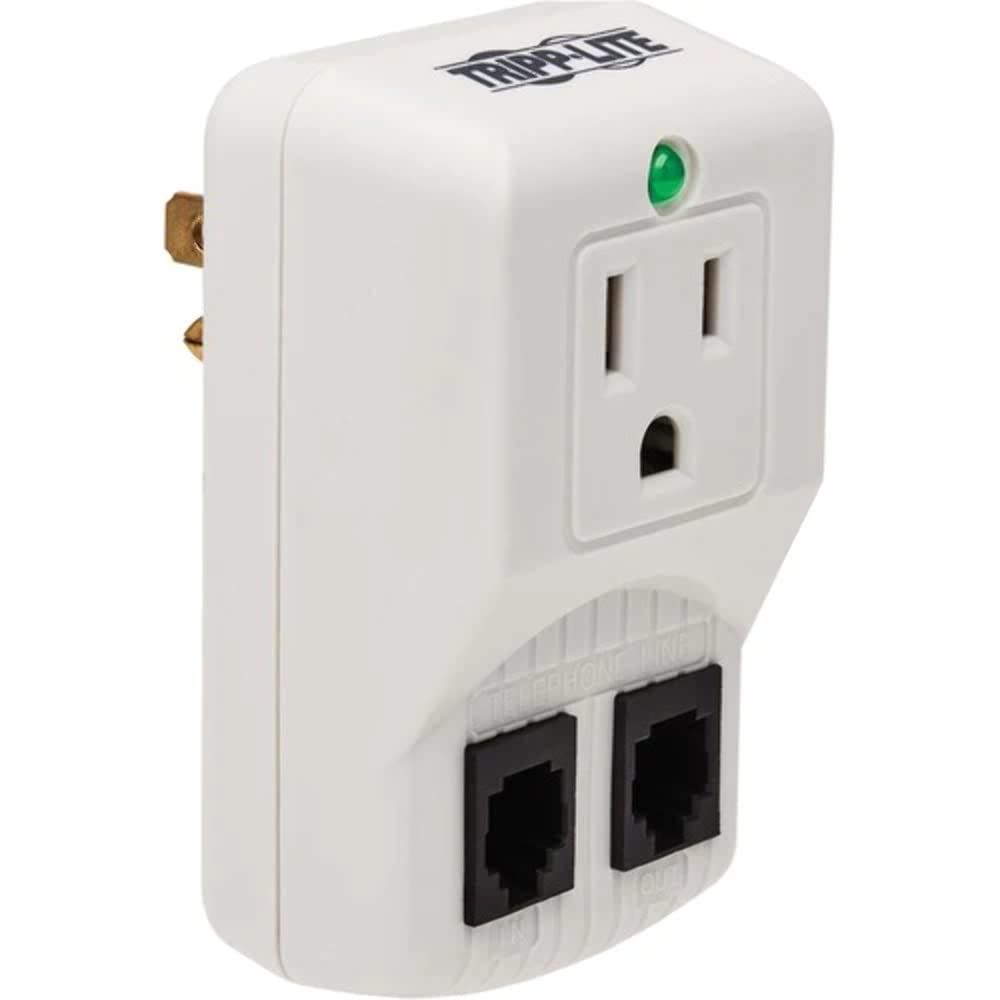 Eaton 1-Outlet Travel Surge Protector + Phone Port by TRIPP LITE – 1 Outlet, Plastic, Grey, Model TRAVELCUBE