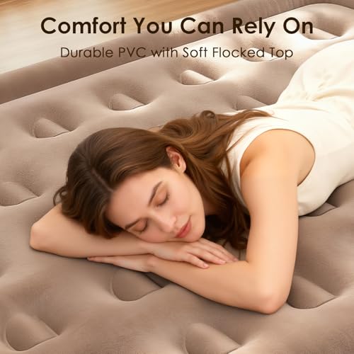 Image of Air Mattress Twin XL (Extra Long) with Built-in Pump - 18 inch Raised Inflatable Bed with High Speed Built-in Pump, colchon inflable, Carry Bag, Cozy Guest Air Bed for Sleepovers, Glamping, Moving