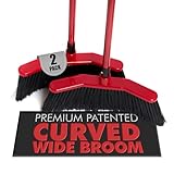 Da Vinci Curved Angle Broom (2) - Sturdy Wide Broom for Indoor/Outdoor Sweeping, Heavy Duty Steel Telescopic Handle, Durable PVC Bristles, Ideal for Pet Hair, Dust, Kitchen & Rough Surfaces