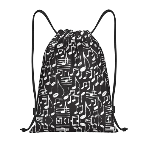 Drawstring Backpack Gym Cinch Bag Music Pattern Foldable Draw String Sports Bag