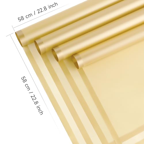 image for Jutieuo 20 Sheets Gold Flower Wrapping Paper, Waterproof Translucent K