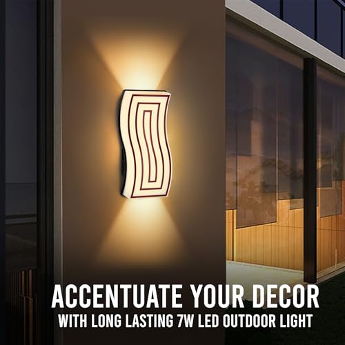 Image of Gesto 7W Waterproof Led Wall Light for Home Decoration - Up Down 2-Way LED Wall Lamp | IP65 Outdoor Fancy Wall Lights for Balcony,Gate,Elevation,Garden,Patio | Decorative Wall Mount Light -Pack of 1