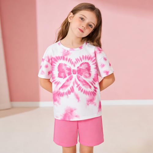 Image of Axumity Kid Toddler Girl Clothes Summer Ruffle Sleeve Figure Graphic Shirt + Shorts Summer Outfits Set