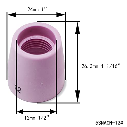 Image of RIVERWELD Champagne Ceramic Cups H type 53NAHCN Screen 53NAbSP3-12# | Alumina Nozzle for SR WP 9 20 17 18 26 TIG Welding Torches 4pcs