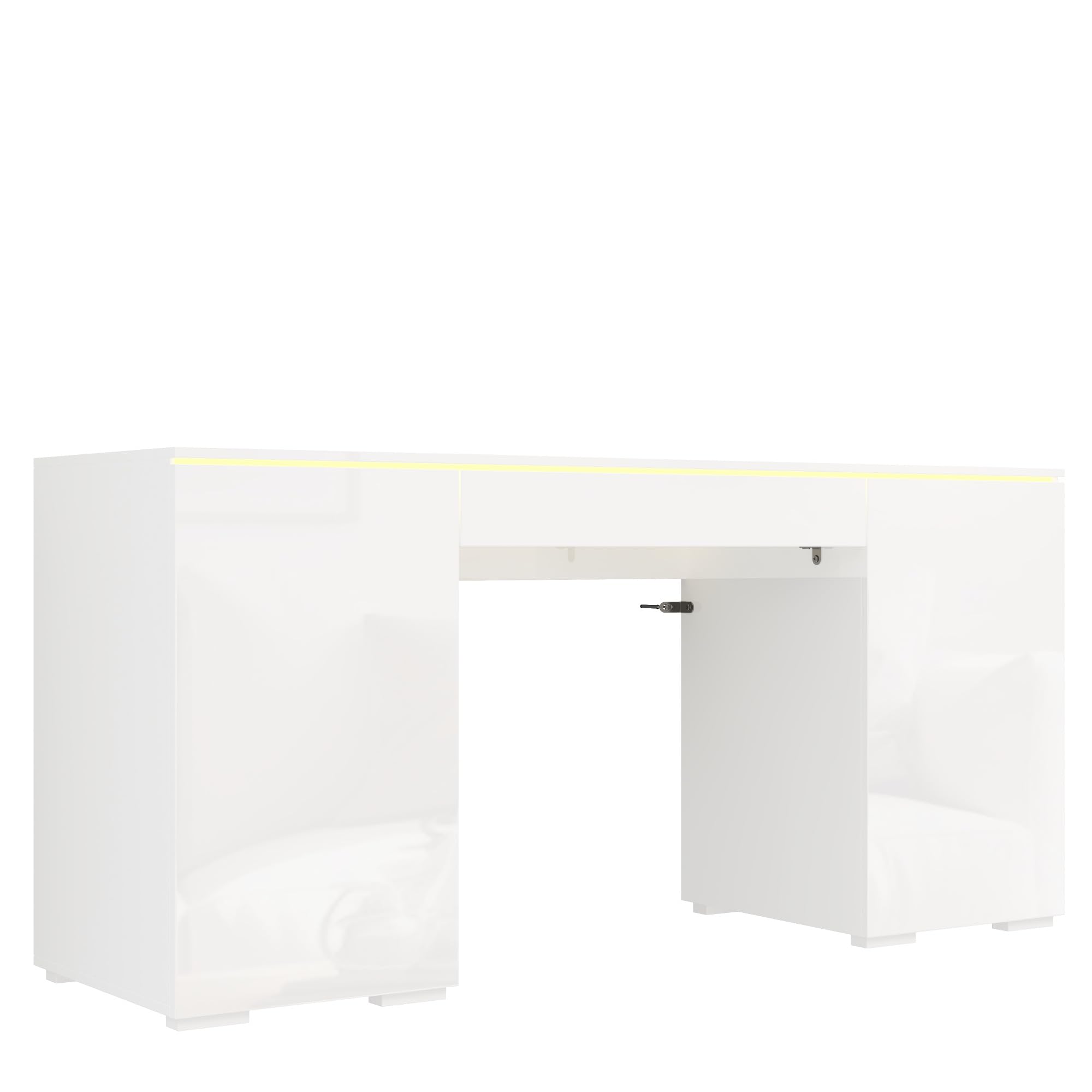 Escritorio, 50 x 78 x 120 cm, blanco, 1 cajón y 2 puertas, moderno escritorio para ordenador con superficie de trabajo extragrande, tocador con espacio de almacenamiento