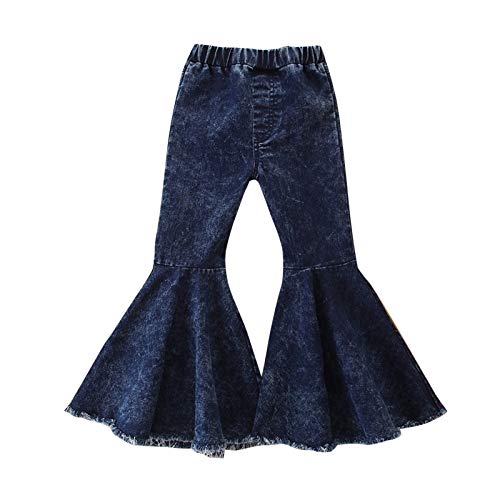 Girls Waist High Bell Kids Solid Denim Toddler Baby Bottoms Jeans Girls Pants