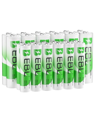 EBL 24PCS AA et AAA Piles Rechargeables, avec 12PCS AA Piles 2800mAh et 12PCS AAA 1100mAh NIMH 1.2V, Pré-chargée Piles Rechargeables, et Auto-decharge Faible