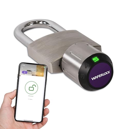 WAFERLOCK Outdoor Weatherproof Smart Padlock with Bluetooth App Control, Keycard, Pin Code, Ideal for Fence, Gate, Shed, Vehicle Storage and Equipment Maintenance, Anti-Drill, Stainless Steel, C210