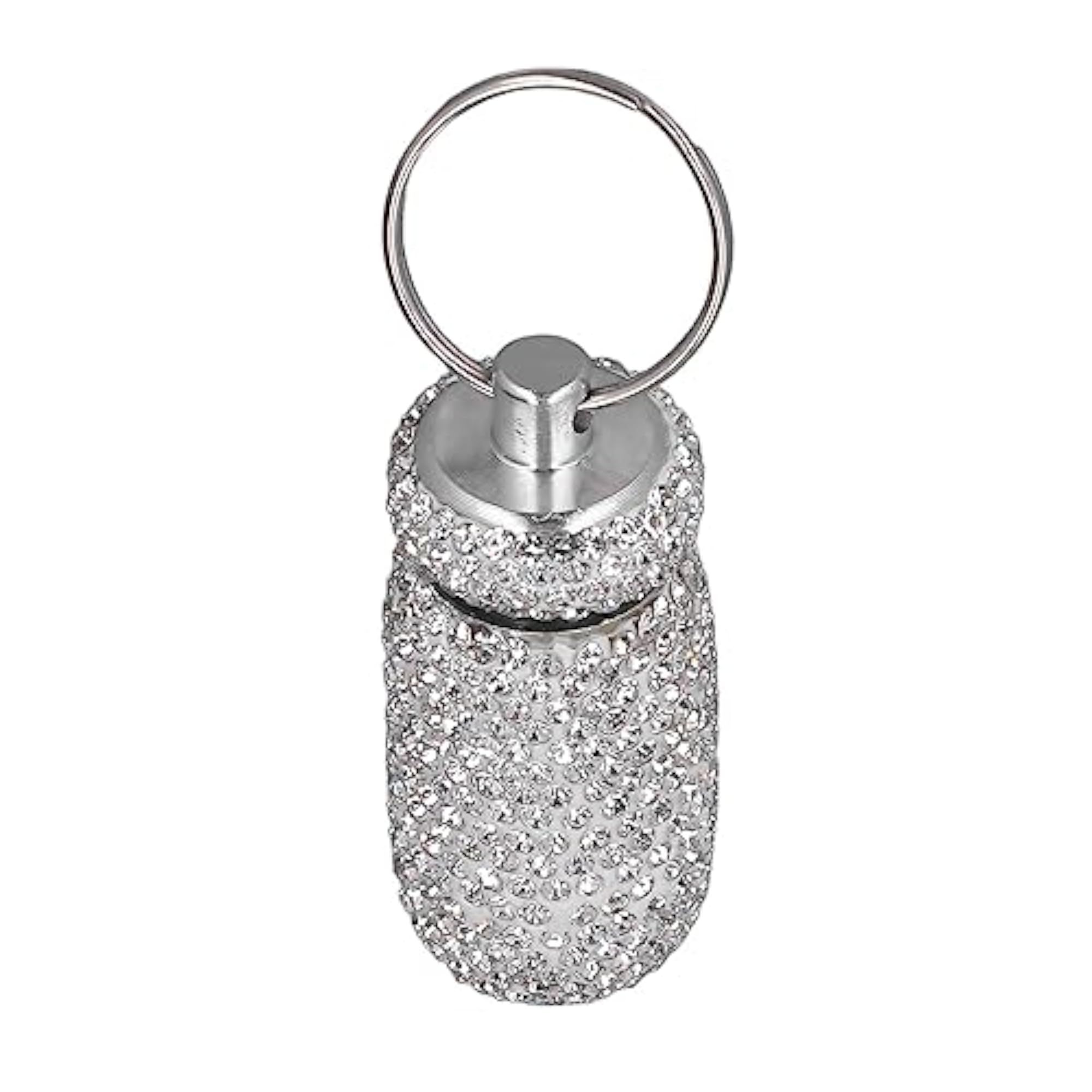 Delicate Keyring Rhinestone Medicine Bottle Storage for Travel