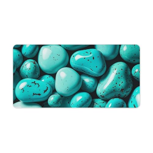 Tapis de souris de jeu turquoise, tapis de bureau antidérapant 30x60 cm pour travailler chez soi