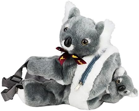 RealAus Koala & baby Backpack Soft Plush For Toddlers Grey Australian Souvenir